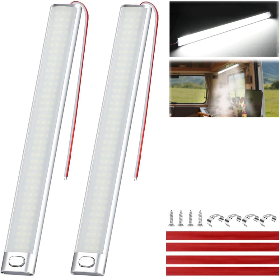 Nilight LED Interior Light Bar 2PCS 15.4 Inch Strip Light White | 168 LEDs 1600LM Output with On Off Switch and 12V to 85V Compatibility for RV Trailer Boat Truck and Van