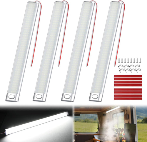 Nilight LED Interior Light Bar 4PCS 15.4 Inch Strip Lights | 168 LEDs with 1600LM Output On Off Switch and 12V-85V Compatibility for Enclosed Cargo Trailer RV Camper Boat Van