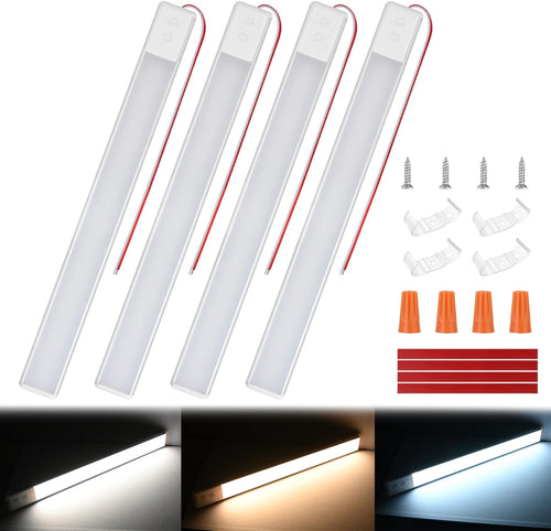 Nilight LED Interior Light Bar 4PCS 16.5 Inch Dimmable Strip Lights | Three Color Dimmable Lighting with Memory Function 168 LEDs and 12V to 30V Compatibility for RV Enclosed Cargo Trailer Boat