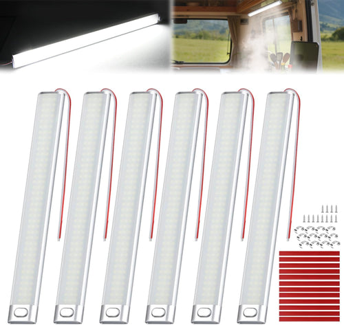 Nilight LED Interior Light Bar 6PCS 15.4 Inch Strip Lights White | 168 LEDs with 1600LM Output On Off Switch and 12V to 85V Compatibility for RV Camper Trailer Boat and Van