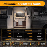 Nilight LED Interior Light Bar 8PCS 12 Inch Strip Lights | 120 LEDs with 1600LM Output On Off Switch and 12V to 85V Compatibility for RV Camper Enclosed Cargo Trailer Boat and Van, view 5