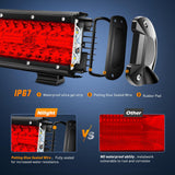 Nilight LED Light Bar 12 Inch 240W Red Pod Lights Triple Row Spot Flood Combo 30000LM Driving Boat Off Road Lighting for Trucks Pickup Golf Cart SUV ATV UTV 4x4 Van Camper Tractor, view 6