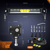 Nilight LED Light Bar with Amber DRL 2 PCS 45 W 12.2 Inch Single Row Slim 4980 LM Anti-Glare Flood Spot Combo IP68 Offroad Driving Lights w/ 16AWG DT Wiring Kit for Pickup Truck SUV ATV UTV 4x4 Jeep, view 2