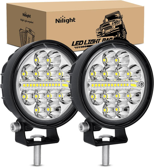 Nilight LED Light Pods 2 PCS 3 Inch 36 W Round | Spot Flood Combo Beam Offroad Driving Fog Work Backup Bumper Roof Lamp for Pickup Truck ATV UTV SUV 4x4 Van Camper Boat
