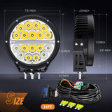 Nilight LED Offroad Driving Lights with Amber DRL 2PCS 7 Inch Round 90W IP68 Spot Flood Combo Work Light Bar with 12 AWG DT Connector Wiring Harness Kit for 4x4 Truck ATV UTV SUV, view 2