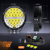 Nilight LED Offroad Driving Lights with Amber DRL 2PCS 9 Inch Round 140W IP68 Spot Flood Combo Work Light Bar with 12AWG DT Connector Wiring Harness Kit for 4x4 Truck ATV UTV SUV, view 2