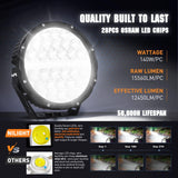 Nilight LED Offroad Driving Lights with Amber DRL 2PCS 9 Inch Round 140W IP68 Spot Flood Combo Work Light Bar with 12AWG DT Connector Wiring Harness Kit for 4x4 Truck ATV UTV SUV, view 3