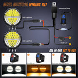 Nilight LED Offroad Driving Lights with Amber DRL 2PCS 9 Inch Round 140W IP68 Spot Flood Combo Work Light Bar with 12AWG DT Connector Wiring Harness Kit for 4x4 Truck ATV UTV SUV, view 6