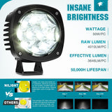 Nilight Led Offroad Lights 4Inch 10LED Round Driving Lamps Spot White Beam | 2PCS Super Bright with 16AWG Wiring Harness Kit for Truck Pickup SUV ATV UTV Motorcycle 4x4 Car, view 3