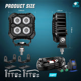 Nilight LED Pod Light 2 PCS 2.8 Inch 20 W 4 LED Square Hyper Flood Beam Driving Offroad Lights w/18AWG Rocker Switch Wiring Harness Kit for Truck Motorbike Boat ATV UTV SUV, view 2