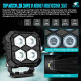 Nilight LED Pod Light 2 PCS 2.8 Inch 20 W 4 LED Square Hyper Flood Beam Driving Offroad Lights w/18AWG Rocker Switch Wiring Harness Kit for Truck Motorbike Boat ATV UTV SUV, view 3