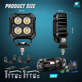 Nilight LED Pod Light 2 PCS 2.8 Inch 20W Square 4 LED Hyper Spot Beam Driving Offroad Lights w/18AWG Rocker Switch Wiring Harness Kit for Truck Motorbike Boat ATV UTV, view 2
