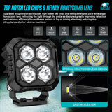 Nilight LED Pod Light 2 PCS 2.8 Inch 20W Square 4 LED Hyper Spot Beam Driving Offroad Lights w/18AWG Rocker Switch Wiring Harness Kit for Truck Motorbike Boat ATV UTV, view 3