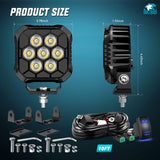 Nilight LED Pod Light 2 PCS 3.8 Inch 35 W 7 LED Square Hyper Spot Beam Offroad Driving Lights w/16 AWG Rocker Switch Wiring Harness Kit for Truck Motorbike Boat ATV UTV, view 2