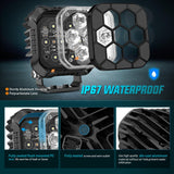 Nilight LED Pod Light 2 PCS 3.8 Inch 35 W 7 LED Square Hyper Spot Beam Offroad Driving Lights w/16 AWG Rocker Switch Wiring Harness Kit for Truck Motorbike Boat ATV UTV, view 5