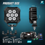 Nilight LED Pod Light 2 PCS 3.8 Inch 45 W 9 LED Square Hyper Flood Beam Offroad Driving Lights w/16 AWG Rocker Switch Wiring Harness Kit for Truck Motorbike Boat ATV UTV, view 2