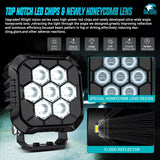 Nilight LED Pod Light 2 PCS 3.8 Inch 45 W 9 LED Square Hyper Flood Beam Offroad Driving Lights w/16 AWG Rocker Switch Wiring Harness Kit for Truck Motorbike Boat ATV UTV, view 3