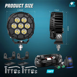 Nilight LED Pod Light 2 PCS 4.1 Inch 35 W 7 LED Round Hyper Spot Beam Offroad Driving Lights w/16 AWG Rocker Switch Wiring Harness Kit for Truck Motorbike Boat ATV UTV, view 2