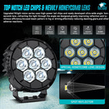 Nilight LED Pod Light 2 PCS 4.1 Inch 35 W 7 LED Round Hyper Spot Beam Offroad Driving Lights w/16 AWG Rocker Switch Wiring Harness Kit for Truck Motorbike Boat ATV UTV, view 3