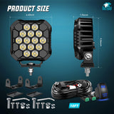Nilight LED Pod Light 2 PCS 4.4 Inch 70 W 14 LED Square Hyper Spot Beam Offroad Driving Lights w/14 AWG Rocker Switch Wiring Harness Kit for Truck Motorbike Boat ATV UTV, view 2