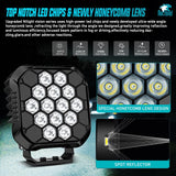Nilight LED Pod Light 2 PCS 4.4 Inch 70 W 14 LED Square Hyper Spot Beam Offroad Driving Lights w/14 AWG Rocker Switch Wiring Harness Kit for Truck Motorbike Boat ATV UTV, view 3
