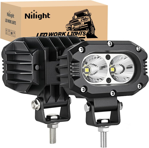 Nilight LED Pod Light 24W 4 Inch 2PCS White Flood Beam Driving Lights LED Pods IP67 Waterproof Auxiliary Offroad Lighting for Truck Tractor SUV ATV UTV Golf Cart Boat Motorcycle Dirt Bike
