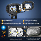 Nilight LED Pod Light 24W 4 Inch 2PCS White Flood Beam Driving Lights LED Pods IP67 Waterproof Auxiliary Offroad Lighting for Truck Tractor SUV ATV UTV Golf Cart Boat Motorcycle Dirt Bike, view 5
