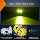 Nilight LED Pod Light 24W 4 Inch 2PCS Yellow Flood Beam Driving Lights Pods IP67 Waterproof Auxiliary Offroad Lighting for Truck Tractor SUV ATV UTV Golf Cart Boat Motorcycle Dirt Bike, view 3