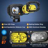 Nilight LED Pod Light 24W 4 Inch 2PCS Yellow Flood Beam Driving Lights Pods IP67 Waterproof Auxiliary Offroad Lighting for Truck Tractor SUV ATV UTV Golf Cart Boat Motorcycle Dirt Bike, view 5
