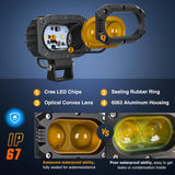 Nilight LED Pod Light 48W 4 Inch 2 PCS Yellow Spot Beam Driving Lights LED Pods IP67 Waterproof Auxiliary Offroad Lighting for Truck Tractor SUV ATV UTV Golf Cart Boat Motorcycle Dirt Bike, view 5
