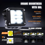 Nilight LED Pod Lights with Amber DRL 3.2 Inch Square 20W 2510LM Super Spot Beam w/ 16AWG Wiring Harness Kit Auxiliary Offroad Driving Ditch Light for Truck UTV ATV SUV 4x4, view 3
