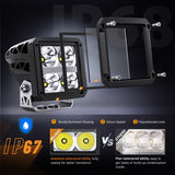 Nilight LED Pod Lights with Amber DRL 3.2 Inch Square 20W 2510LM Super Spot Beam w/ 16AWG Wiring Harness Kit Auxiliary Offroad Driving Ditch Light for Truck UTV ATV SUV 4x4, view 4