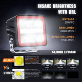 Nilight LED Pod Lights with Amber DRL 3 Inch 20 W Cube Driving Light 2200 LM Super Spot Light 16AWG Wiring Harness Kit Off Road LED Work Lights for Jeep Truck UTV 4x4 ATV Motorcycle, view 3