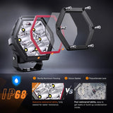 Nilight LED Pod Lights with Amber DRL 4 Inch 30 W Hexagon Offroad Driving 2600 LM Super Spot Light 16 AWG Wiring Harness Kit for LED Auxiliary Work Lights for Truck UTV ATV SUV 4x4, view 4