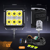 Nilight LED Pod Lights with Amber DRL 4 Inch 60 W Square 6487 LM Super Spot Light w/ 16 AWG Wiring Harness Kit for Auxiliary Offroad Driving LED Work Lights for Truck UTV ATV SUV 4x4 Jeep, view 2