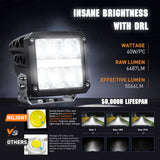Nilight LED Pod Lights with Amber DRL 4 Inch 60 W Square 6487 LM Super Spot Light w/ 16 AWG Wiring Harness Kit for Auxiliary Offroad Driving LED Work Lights for Truck UTV ATV SUV 4x4 Jeep, view 3