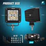 Nilight LED Pods 3 Inch 18W Cube Flood Offroad Work Light with RGB Halo Strip Multi Chasing Flash Strobe Mode APP & Remote Control IP67 Waterproof for Truck Pickup Golf Cart SUV ATV UTV 4x4 Van Camper, view 2