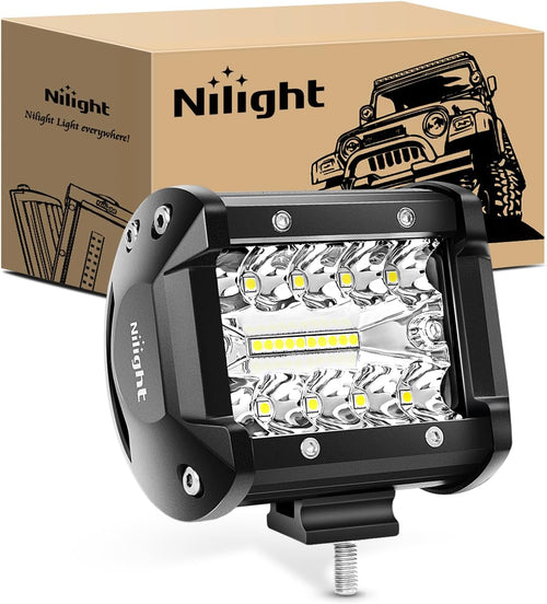 Nilight Led Pods 4Inch 60W Flood Spot Combo Off Road Driving Fog Light Bar Work Lighting for Truck Tractor Pickup Boat SUV ATV UTV 4WD Car 4x4 Van Camper Motorcycle Dirt Bike Golf Cart 12V 24V