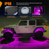 Nilight LED Rock Light 6PCS Pink Purple Underglow Wheel Well Fender Pods Waterproof Exterior Underbody Roof Rack Side Lamps for 12V 24V Car Truck Pickups ATV UTV SUV Motorcycle Boat, view 5