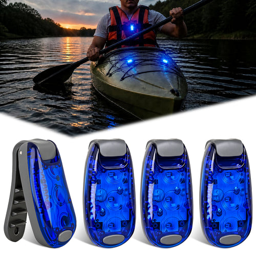 Nilight LED Safety Light 4PCS Blue Marine Navigation Bike Tail Lights Three Modes Waterproof Reflective Gear Clip On Flash Strobe Indicator Lamp for Night Boating Fishing