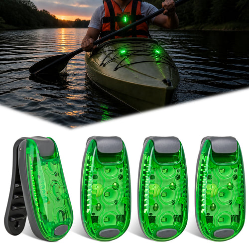 Nilight LED Safety Light 4PCS Green Marine Navigation Bike Tail Lights Three Modes Waterproof Reflective Gear Clip On Flash Strobe Indicator Lamp for Night Boating Fishing Cycling Jogging