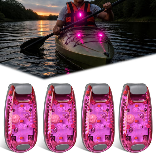 Nilight LED Safety Light 4PCS Pink Marine Navigation Bike Tail Lights Three Modes Waterproof Reflective Gear Clip On Flash Strobe Indicator Lamp for Night Boating Fishing Cycling Jogging