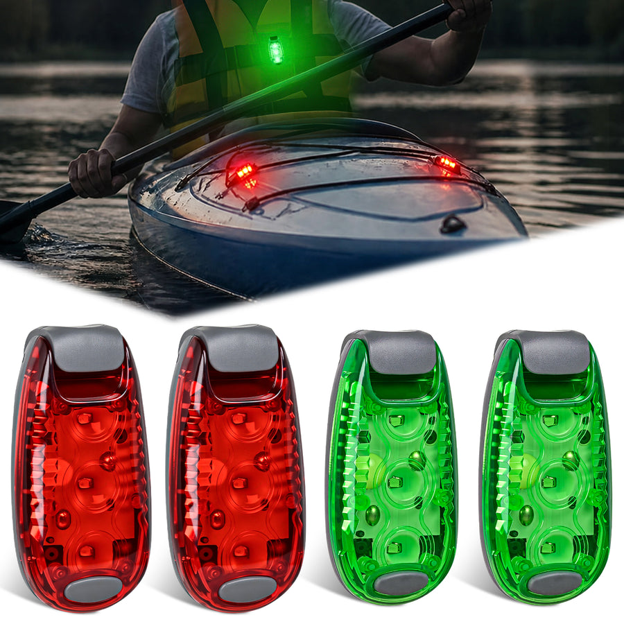 Nilight LED Safety Light 4PCS Red Green Marine Navigation Bike Tail Lights Three Modes Waterproof Reflective Gear Clip On Flash Strobe Indicator Lamp for Night Boating Fishing Cycling Jogging