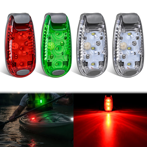 Nilight LED Safety Light 4PCS Red Green White Marine Navigation Bike Tail Lights Three Modes Waterproof Reflective Gear Clip On Flash Strobe Indicator Lamp for Night Boating Fishing Cycling Jogging