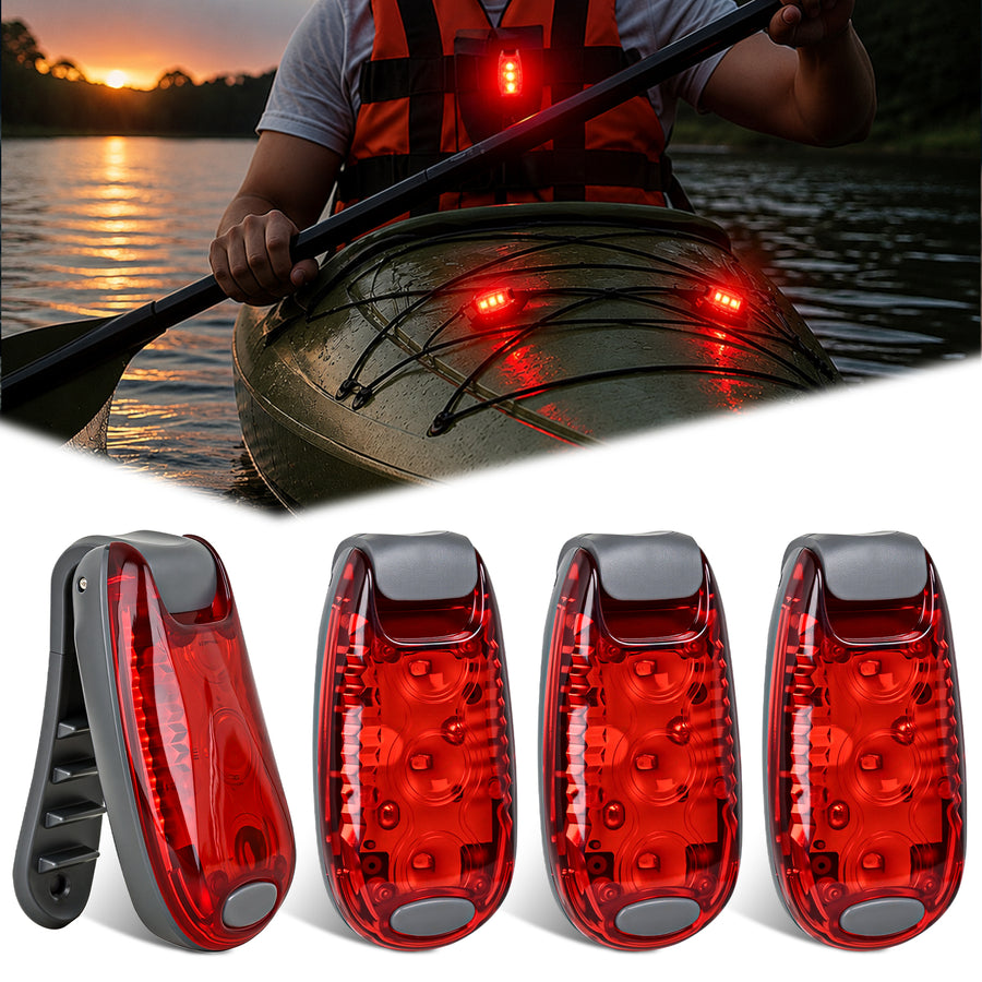 Nilight LED Safety Light 4PCS Red Marine Navigation Bike Tail Lights Three Modes Waterproof Reflective Gear Clip On Flash Strobe Indicator Lamp for Night Boating Fishing Cycling Jogging