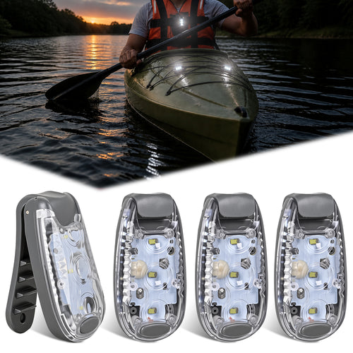 Nilight LED Safety Light 4PCS White Marine Navigation Bike Tail Lights Three Modes Waterproof Reflective Gear Clip On Flash Strobe Indicator Lamp for Night Boating Fishing Cycling Jogging