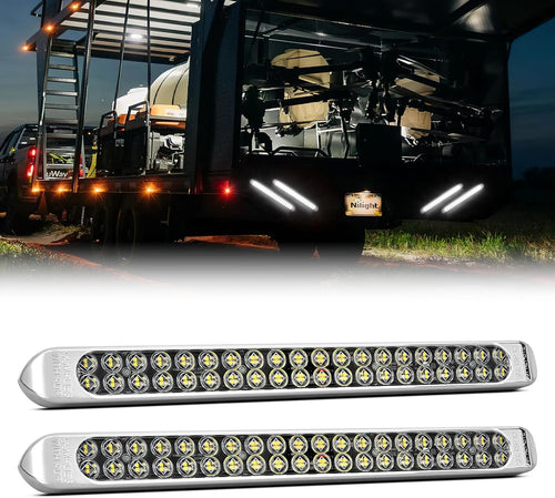 Nilight LED Tail Light 2PCS 17 Inch 40LED White Running Tail Reverse Back Up Lights w/Chrome Bezel Waterproof Surface Mount for 12V Towing Trailer Truck RV Camper Boat