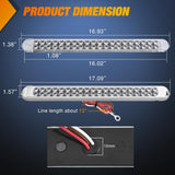 Nilight LED Tail Light 2PCS 17 Inch 40LED White Running Tail Reverse Back Up Lights w/Chrome Bezel Waterproof Surface Mount for 12V Towing Trailer Truck RV Camper Boat, view 2