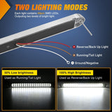 Nilight LED Tail Light 2PCS 17 Inch 40LED White Running Tail Reverse Back Up Lights w/Chrome Bezel Waterproof Surface Mount for 12V Towing Trailer Truck RV Camper Boat, view 3