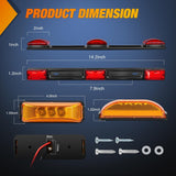 Nilight LED Trailer Light Kit 2 PCS Red Rectangular Stop Turn Tail License Lights 3.9 Inch Amber Side Marker Taillights 9 LEDs ID Bar For 12V RV Truck Marine Boat Snowmobile, view 2